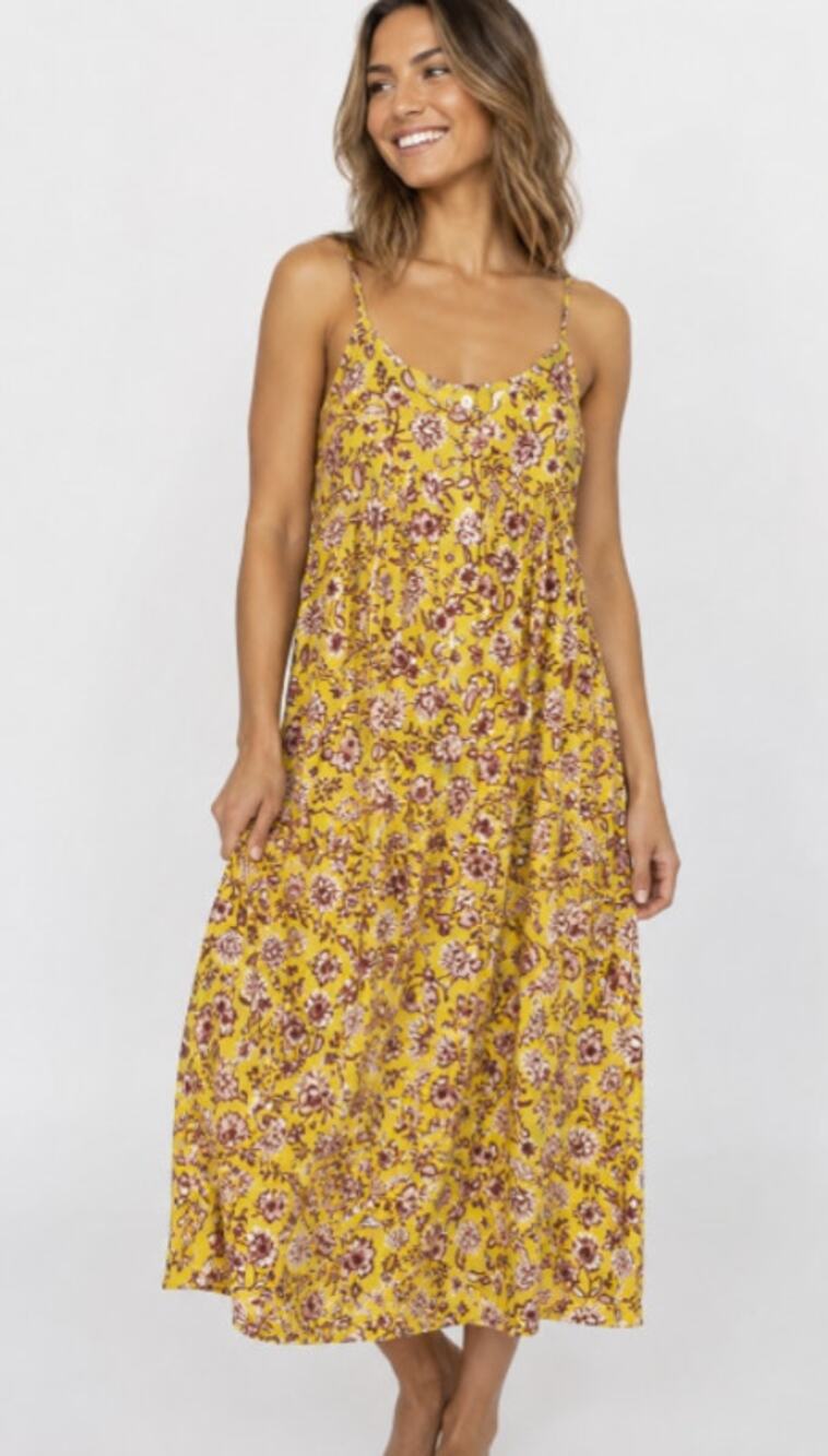Zierna Floral Cotton Silk Maxi Dress Size Medium